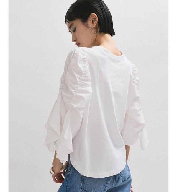 ADAM ET ROPE'「【WEB限定】フリルスリーブカットソー」|Tシャツ・カットソー|