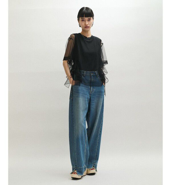 ADAM ET ROPE'「【サステナブル】・【定番人気】ギャザーチュールトップス」|Tシャツ・カットソー|