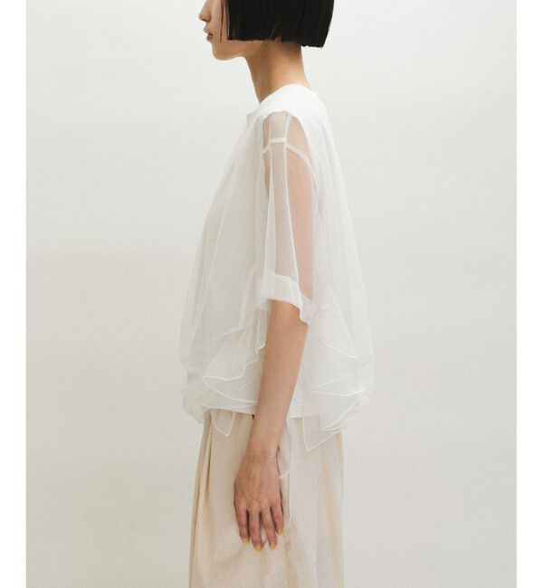 ADAM ET ROPE'「【サステナブル】・【定番人気】ギャザーチュールトップス」|Tシャツ・カットソー|