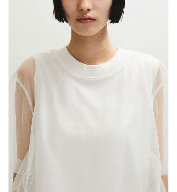 ADAM ET ROPE'「【サステナブル】・【定番人気】ギャザーチュールトップス」|Tシャツ・カットソー|