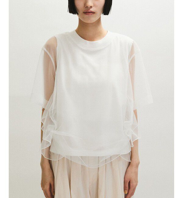 ADAM ET ROPE'「【サステナブル】・【定番人気】ギャザーチュールトップス」|Tシャツ・カットソー|