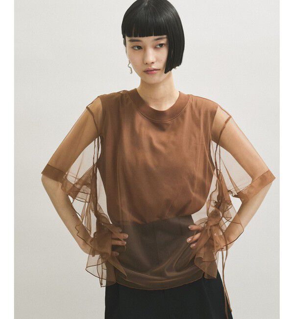 ADAM ET ROPE'「【サステナブル】・【定番人気】ギャザーチュールトップス」|Tシャツ・カットソー|