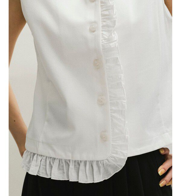 ADAM ET ROPE'「【WEB限定】ラッフルコンビスリーブレストップス」|Tシャツ・カットソー|