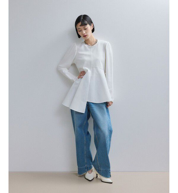 ADAM ET ROPE'「【WEB限定】・【オケージョン】フリルペプラムロングスリーブカットソー」|Tシャツ・カットソー|