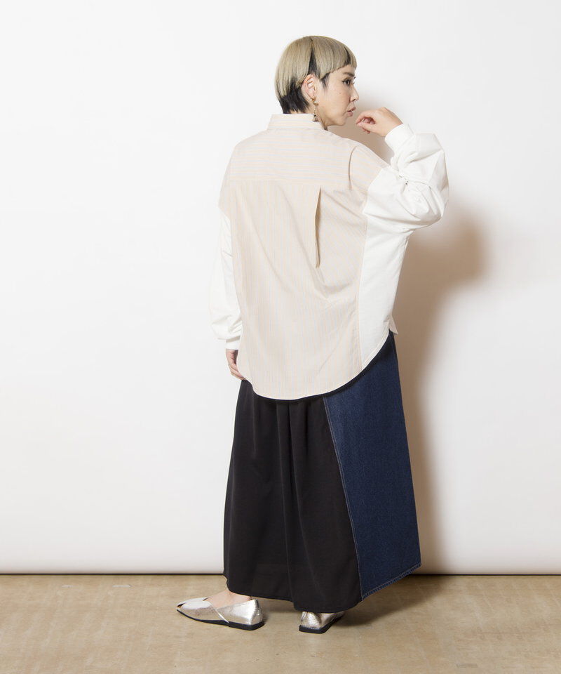  「ストライプ切替ブラウス」|シャツ・ブラウス|