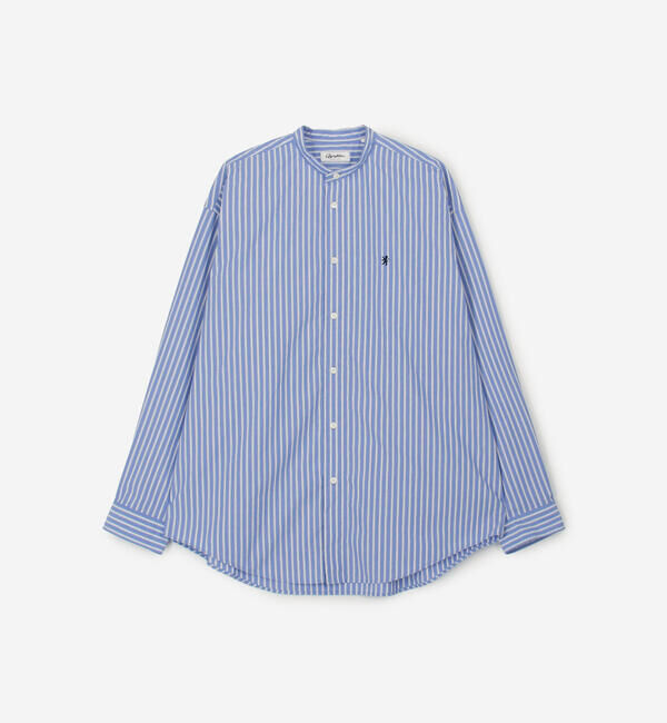 GYMPHLEX「Gymphlex | タイプライター バンドカラー長袖シャツ STRIPE MEN」|シャツ・ブラウス|