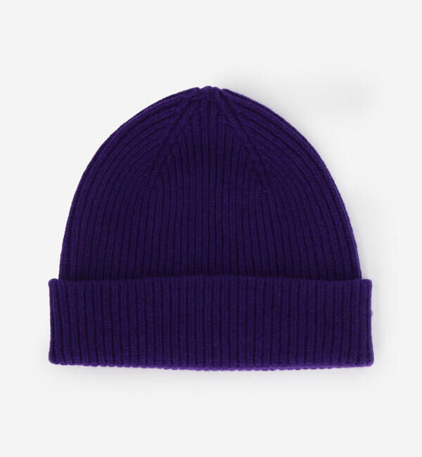  「MACKIE | ウール リブニットビーニー UNISEX」|ニット帽|PURPLE