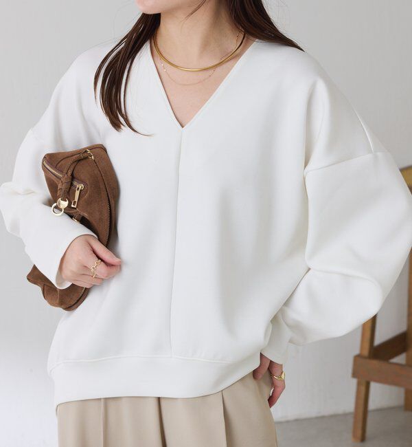  「ポンチＶカットプルオーバー」|Tシャツ・カットソー|ホワイト