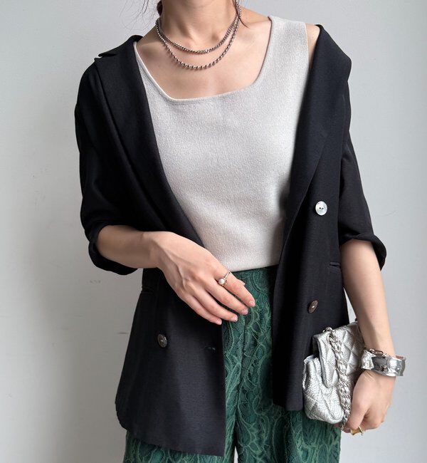  「スクエアニットタンク」|ニット・セーター|ライトグレー