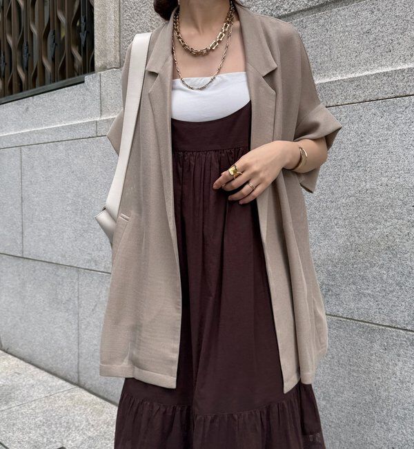  「【新色追加】メッシュ半袖ジャケット」|テーラードジャケット|