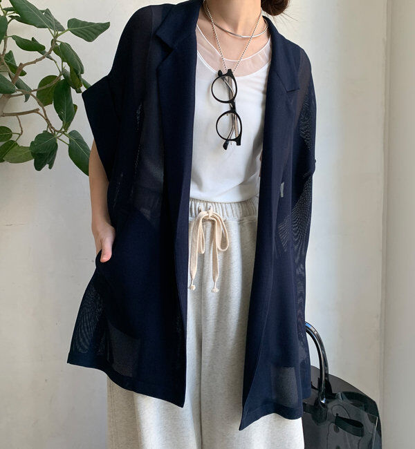  「【新色追加】メッシュ半袖ジャケット」|テーラードジャケット|