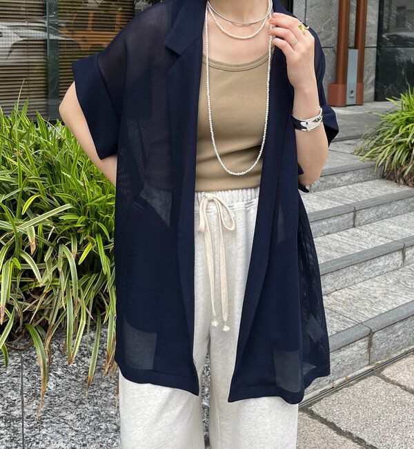  「【新色追加】メッシュ半袖ジャケット」|テーラードジャケット|