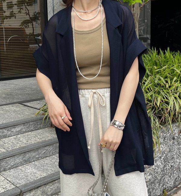  「【新色追加】メッシュ半袖ジャケット」|テーラードジャケット|