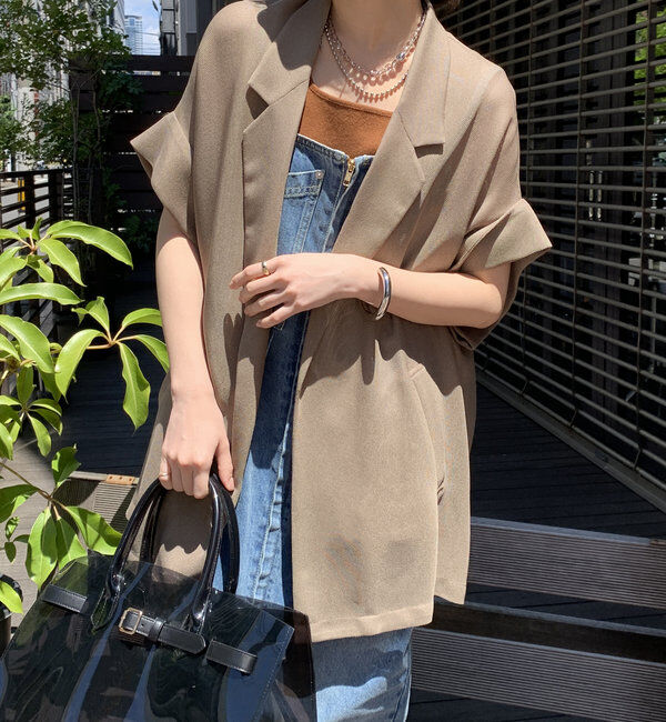  「【新色追加】メッシュ半袖ジャケット」|テーラードジャケット|