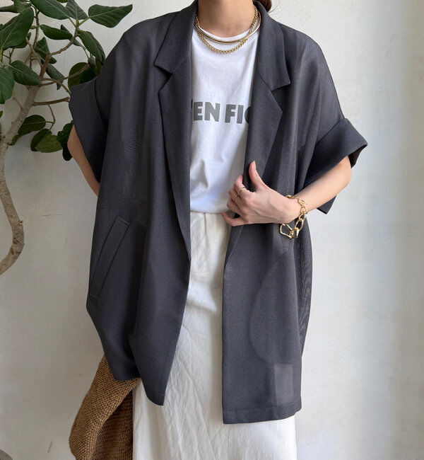  「【新色追加】メッシュ半袖ジャケット」|テーラードジャケット|