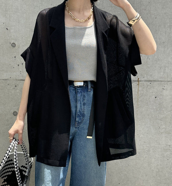  「【新色追加】メッシュ半袖ジャケット」|テーラードジャケット|