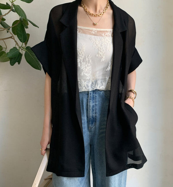  「【新色追加】メッシュ半袖ジャケット」|テーラードジャケット|