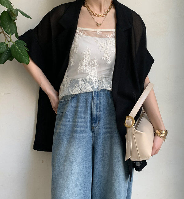  「【新色追加】メッシュ半袖ジャケット」|テーラードジャケット|