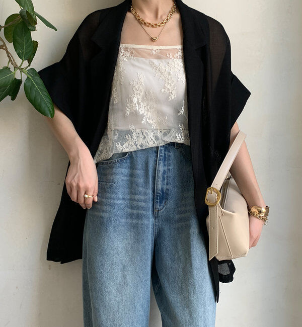  「【新色追加】メッシュ半袖ジャケット」|テーラードジャケット|