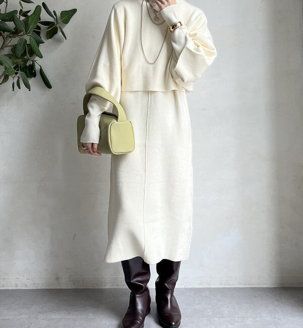  「【WEB限定】ケープアンサンブルニットワンピースセット」|スーツ|