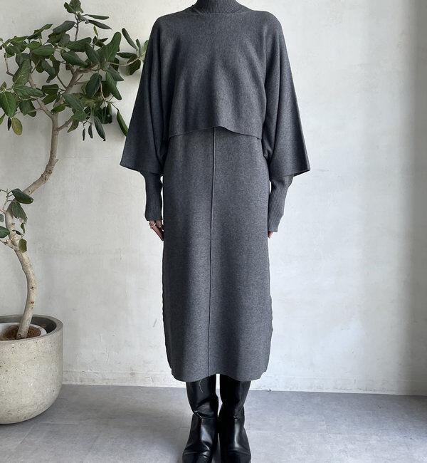  「【WEB限定】ケープアンサンブルニットワンピースセット」|スーツ|