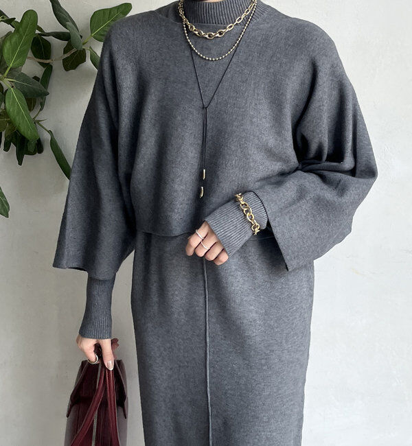  「【WEB限定】ケープアンサンブルニットワンピースセット」|スーツ|