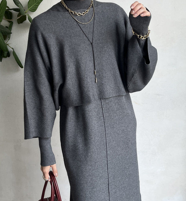  「【WEB限定】ケープアンサンブルニットワンピースセット」|スーツ|