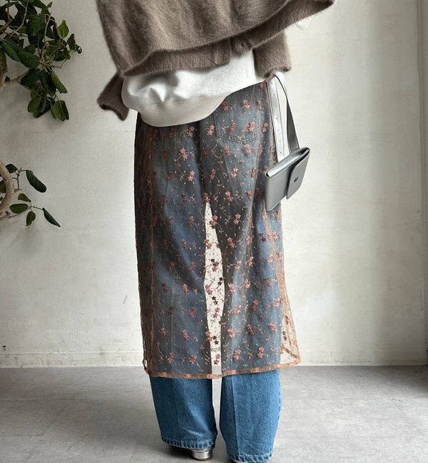  「チュール刺繍オーバースカート」|スカート|