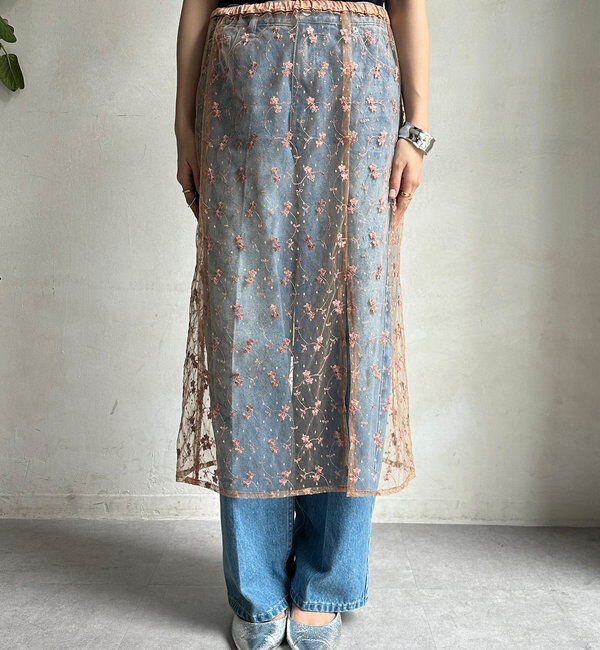  「チュール刺繍オーバースカート」|スカート|