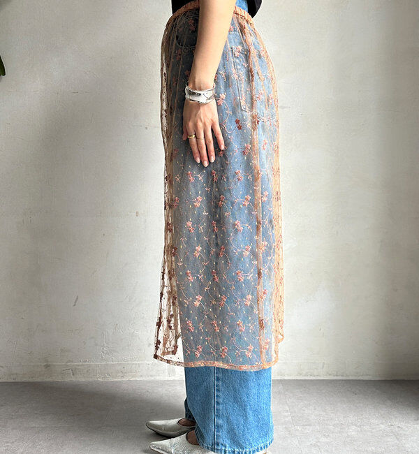  「チュール刺繍オーバースカート」|スカート|