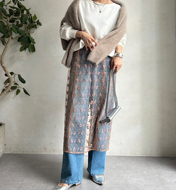  「チュール刺繍オーバースカート」|スカート|