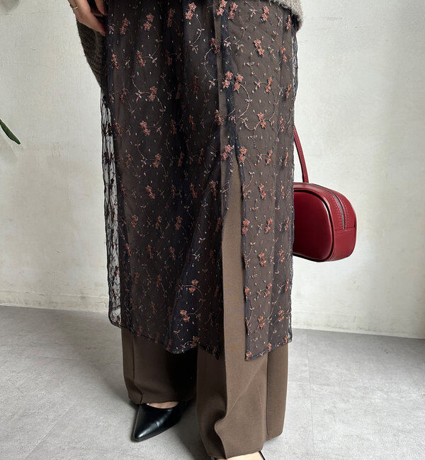  「チュール刺繍オーバースカート」|スカート|