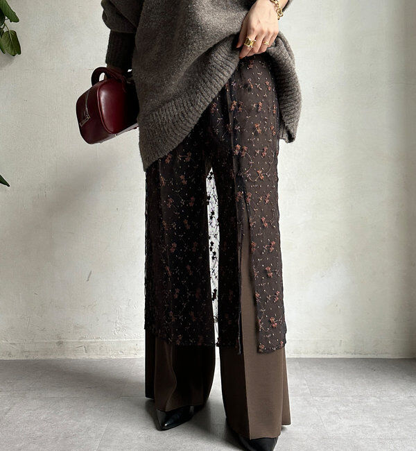  「チュール刺繍オーバースカート」|スカート|