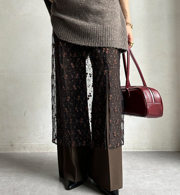  「チュール刺繍オーバースカート」|スカート|