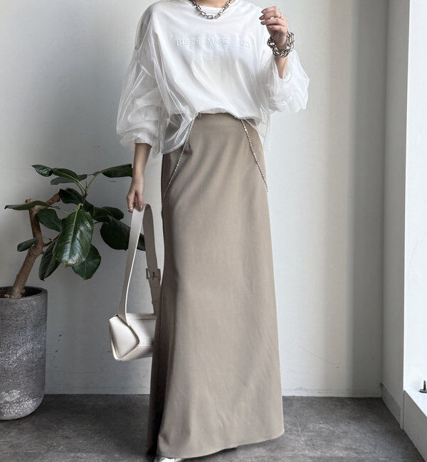  「【WEB限定】チュール重ねエンボスロゴロンTEE」|Tシャツ・カットソー|