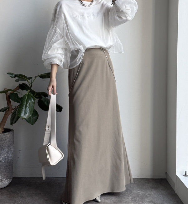  「【WEB限定】チュール重ねエンボスロゴロンTEE」|Tシャツ・カットソー|