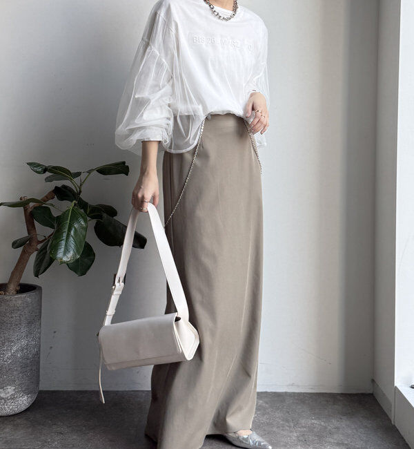  「【WEB限定】チュール重ねエンボスロゴロンTEE」|Tシャツ・カットソー|