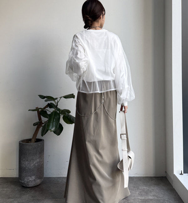  「【WEB限定】チュール重ねエンボスロゴロンTEE」|Tシャツ・カットソー|