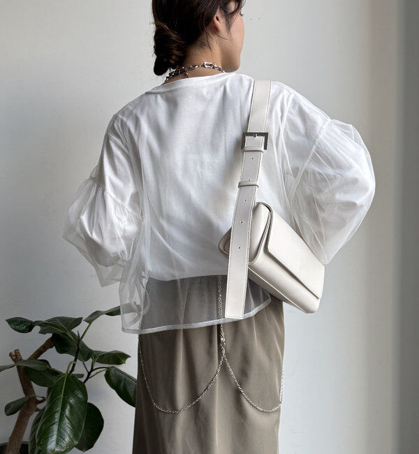  「【WEB限定】チュール重ねエンボスロゴロンTEE」|Tシャツ・カットソー|