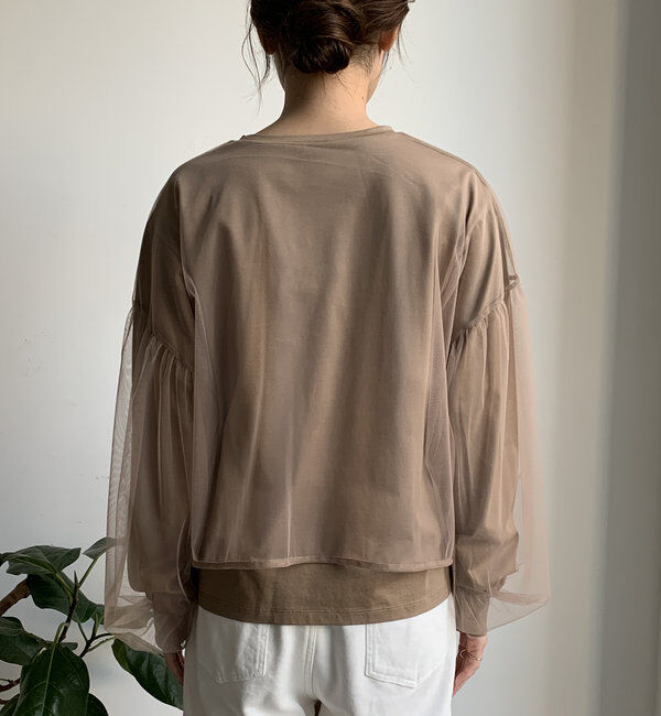  「【WEB限定】チュール重ねエンボスロゴロンTEE」|Tシャツ・カットソー|