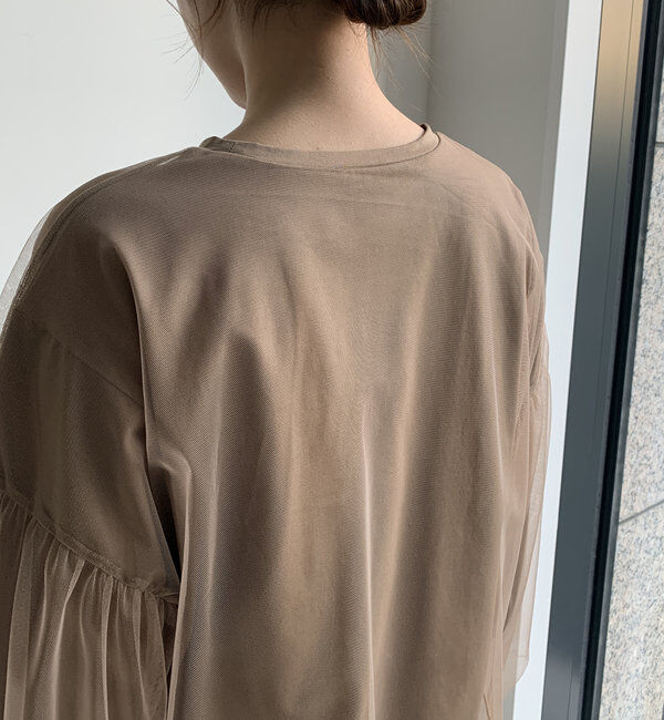  「【WEB限定】チュール重ねエンボスロゴロンTEE」|Tシャツ・カットソー|