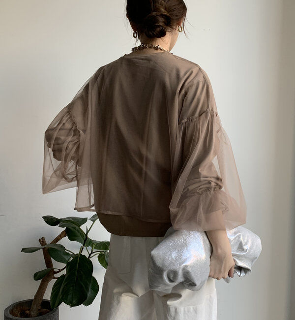  「【WEB限定】チュール重ねエンボスロゴロンTEE」|Tシャツ・カットソー|