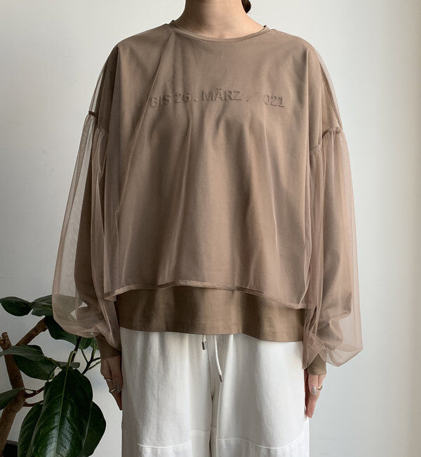  「【WEB限定】チュール重ねエンボスロゴロンTEE」|Tシャツ・カットソー|