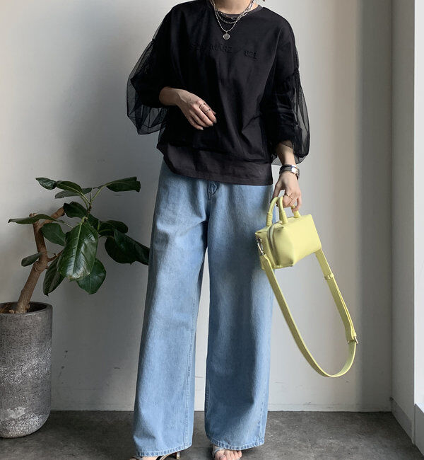  「【WEB限定】チュール重ねエンボスロゴロンTEE」|Tシャツ・カットソー|