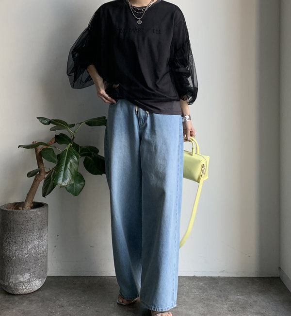  「【WEB限定】チュール重ねエンボスロゴロンTEE」|Tシャツ・カットソー|