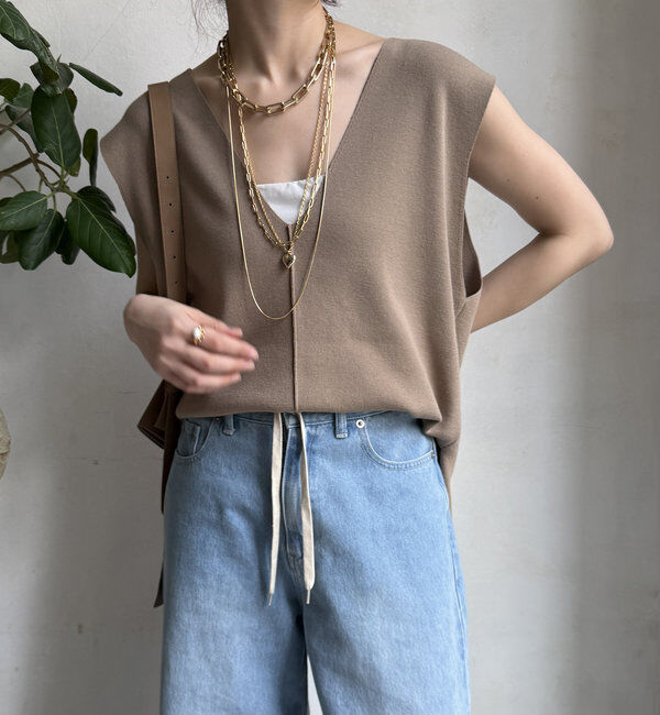  「【WEB限定】ロングニットベスト＋ニットパンツセット」|スーツ|