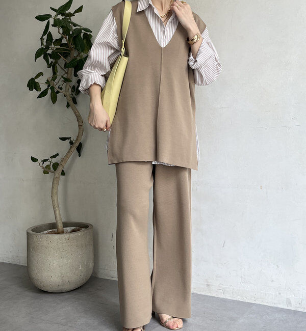  「【WEB限定】ロングニットベスト＋ニットパンツセット」|スーツ|