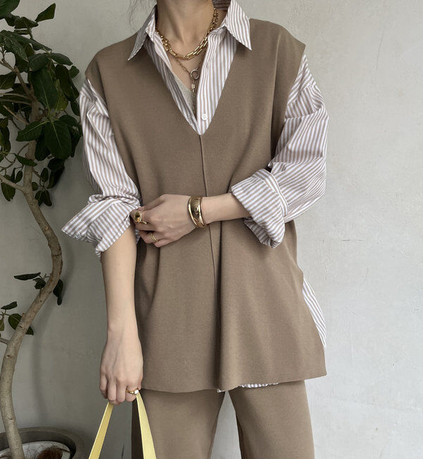  「【WEB限定】ロングニットベスト＋ニットパンツセット」|スーツ|