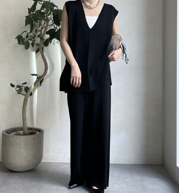  「【WEB限定】ロングニットベスト＋ニットパンツセット」|スーツ|