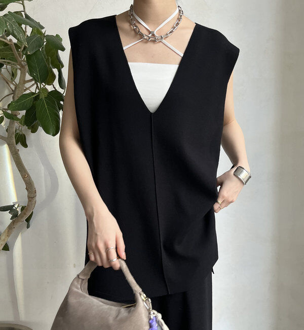  「【WEB限定】ロングニットベスト＋ニットパンツセット」|スーツ|